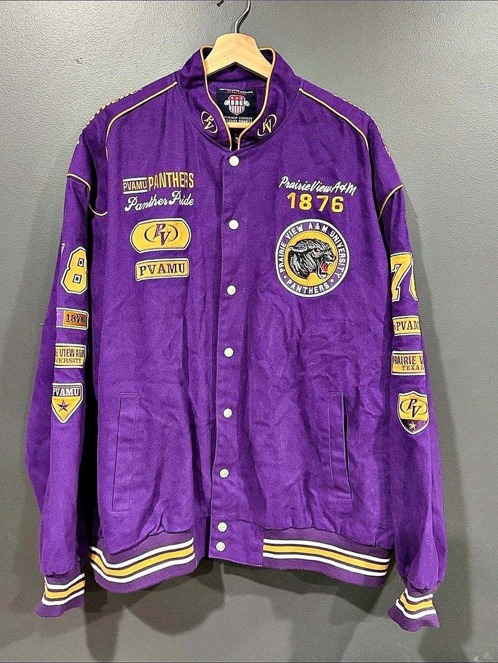 BBG Prairie View A&M University Panthers Varsity Jacket Purple & Gold 3XL
